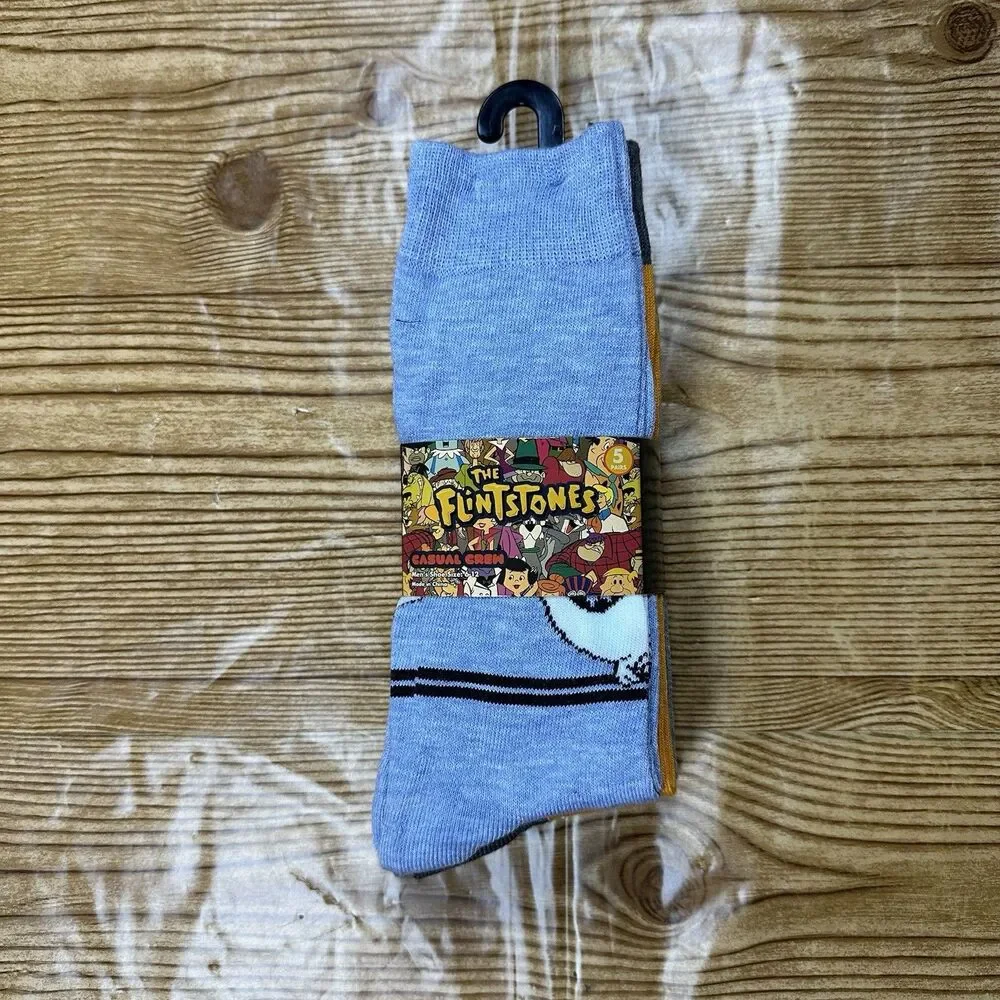 The Flintstones 5-Pair Casual Crew Socks Adult‎ Unisex Graphic Cartoon NWT